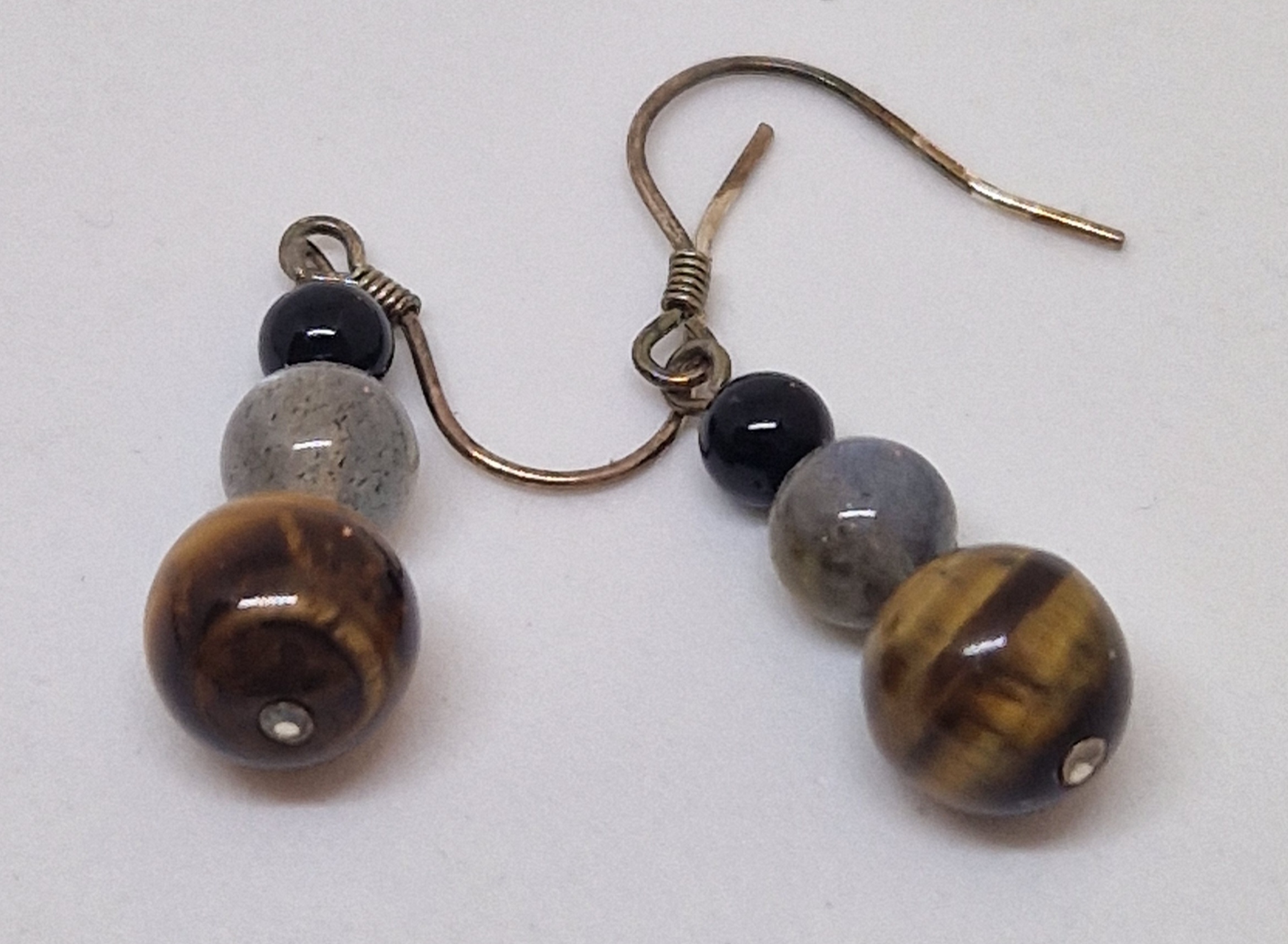 Boucles d’oreilles Oeil du Tigre Labradorite Tourmaline