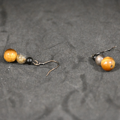 Boucles d’oreilles Oeil du Tigre Labradorite Tourmaline